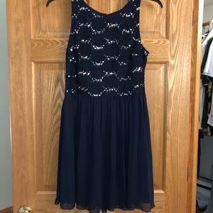 Women’s Dress with Sequence in Navy Blue
